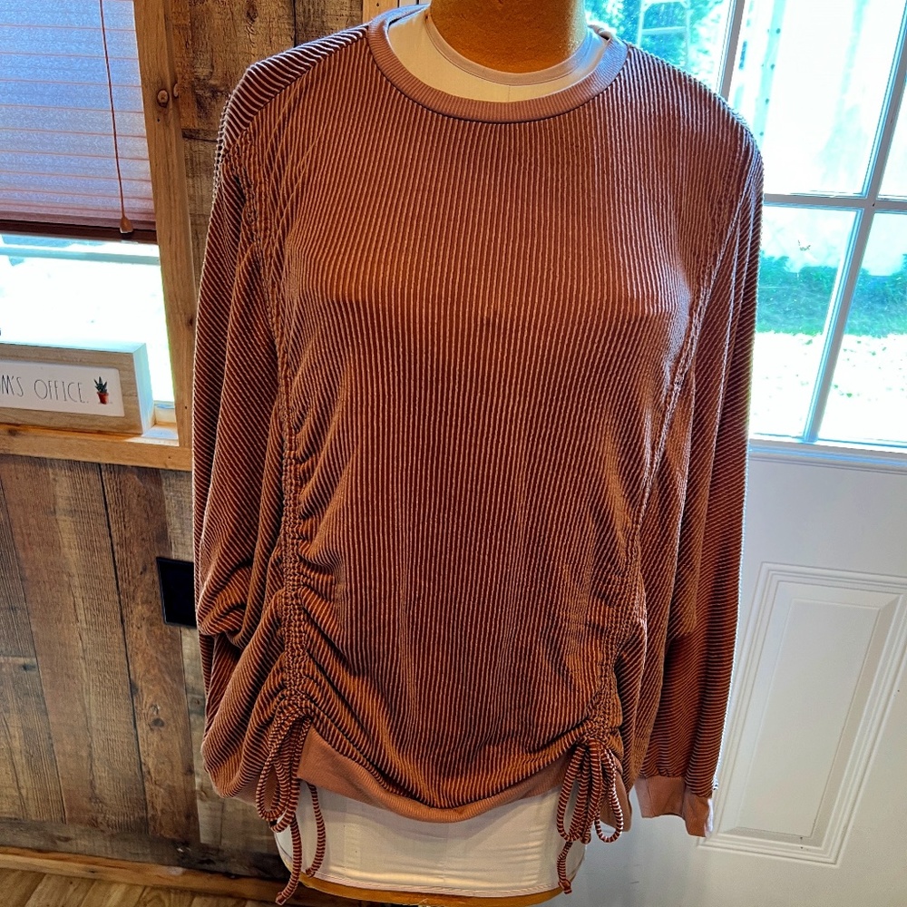 WOMENS LADIES PLUS SIZE 2X BROWN LONG SLEEVE TOP SHIRT BY IT'S